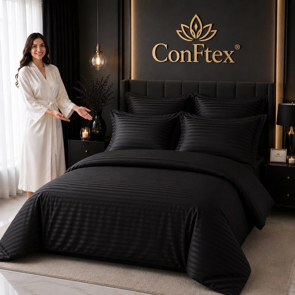 Lenjerie de Pat Damasc Hotelier 100% Bumbac pentru 2 Persoane - imagine 3