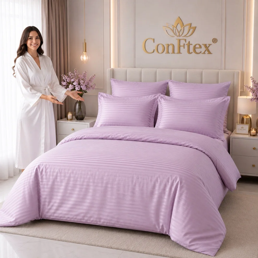 Lenjerie de Pat Damasc Hotelier 100% Bumbac pentru 2 Persoane - imagine 7