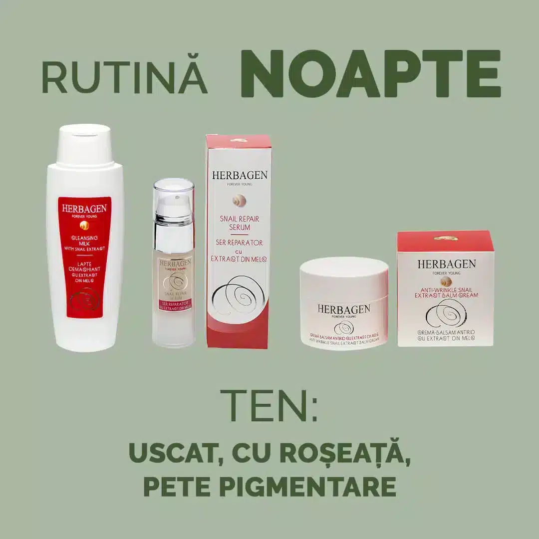 Rutină NOAPTE pentru ten cu tendință de uscare, înroșire, cu pete