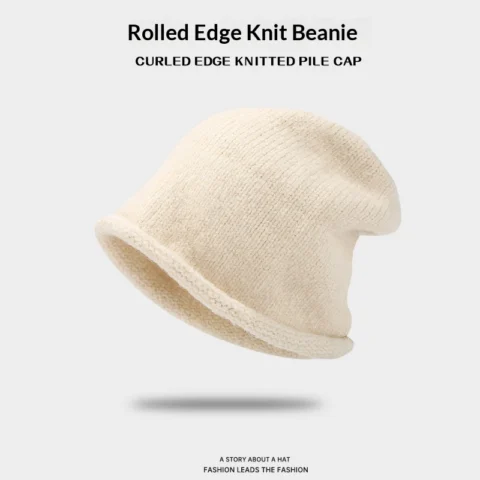 Women's Autumnwinter Beanie With Rolled Brim For Warmth