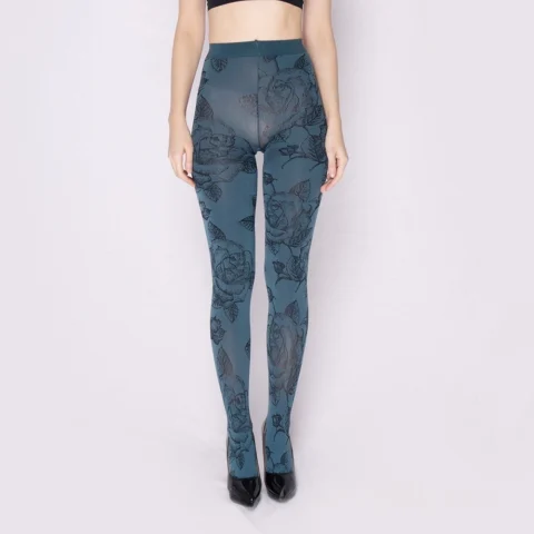 Women's Retro 80D Velvet Ink-Wash Embroidered Tights