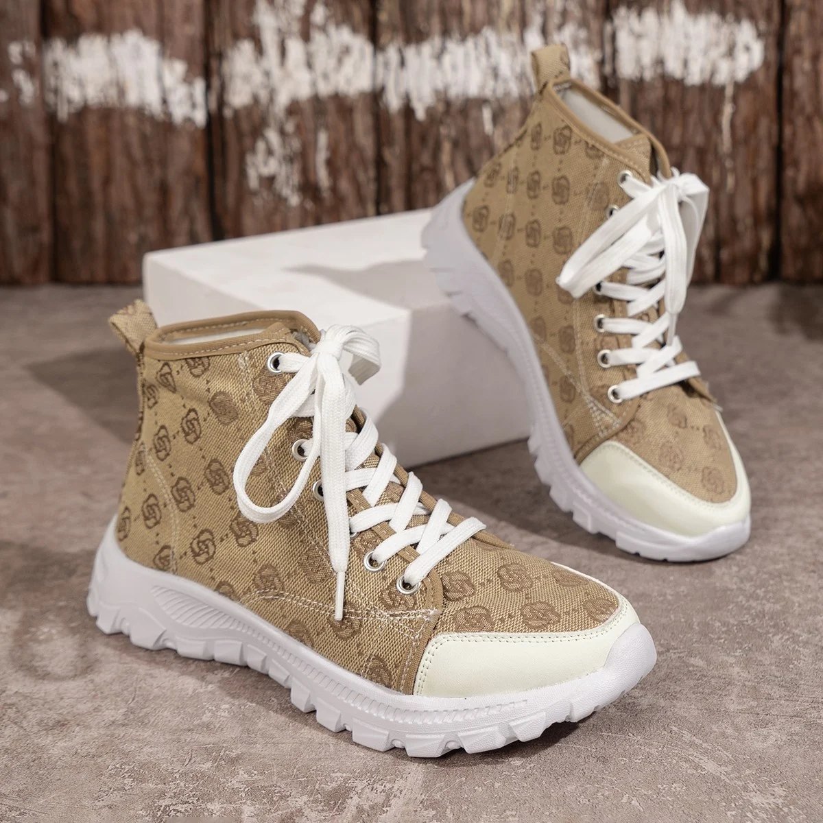 Women's Fashion Breathable Canvas Shoes Sports Casual Non-slip Thick-soled Short Boot - imagine 6