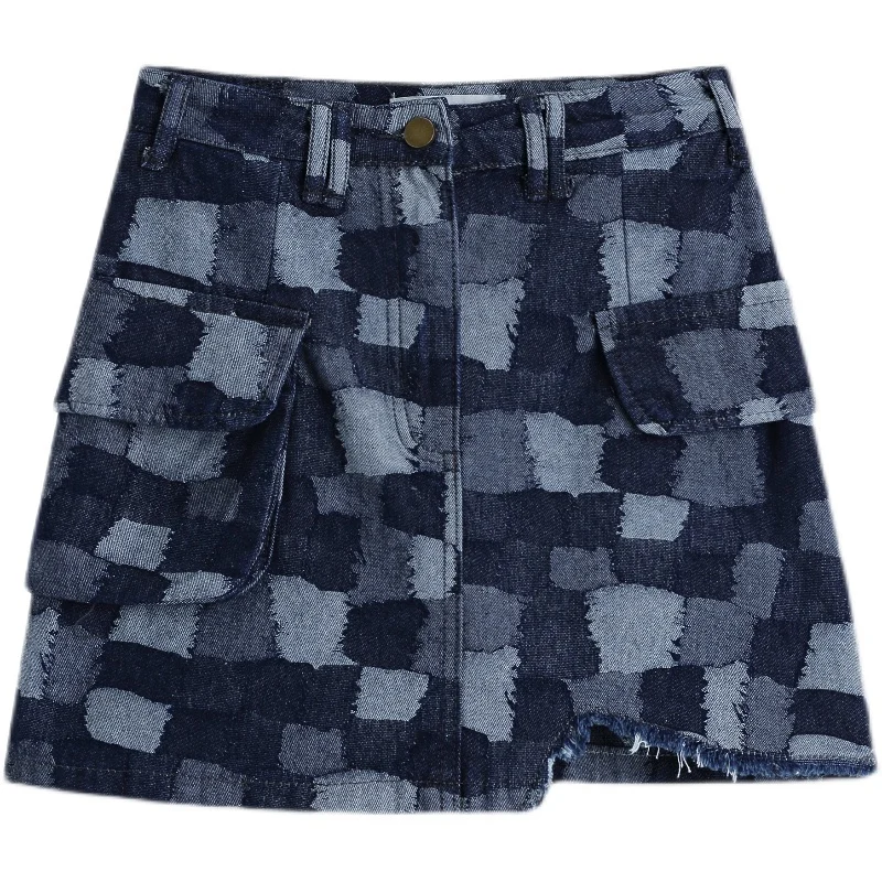 New All-match Plaid Denim Skirt Women - Image 3