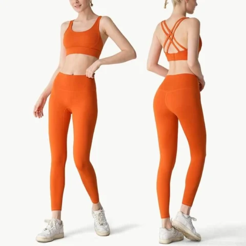 Women's Cross Beauty Back Exercise Bra Peach Hip High Waist Yoga Clothes