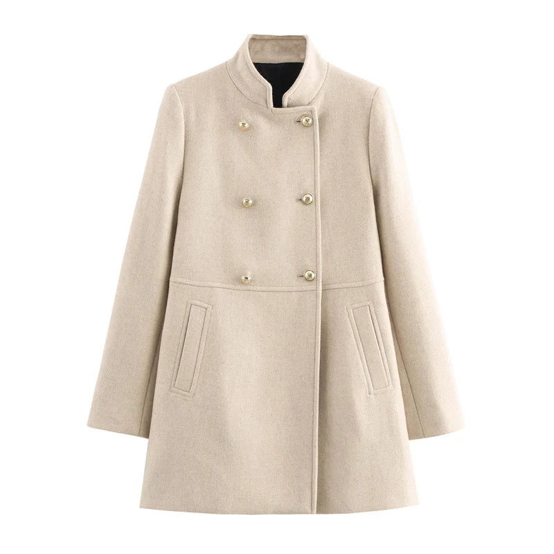Women's Blended Double Breasted Coat - imagine 3