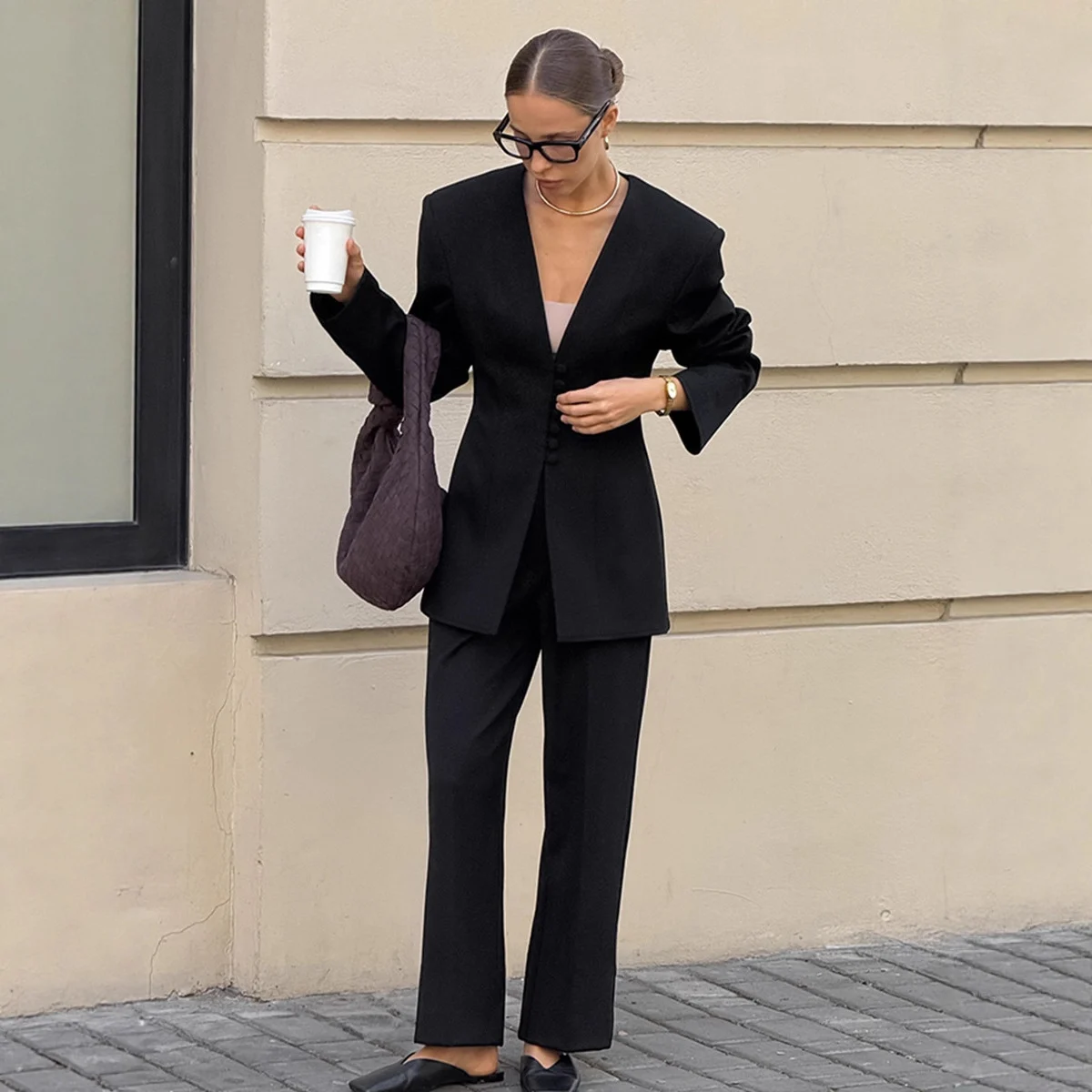 Women's Elegant Black Business Suit - Image 2