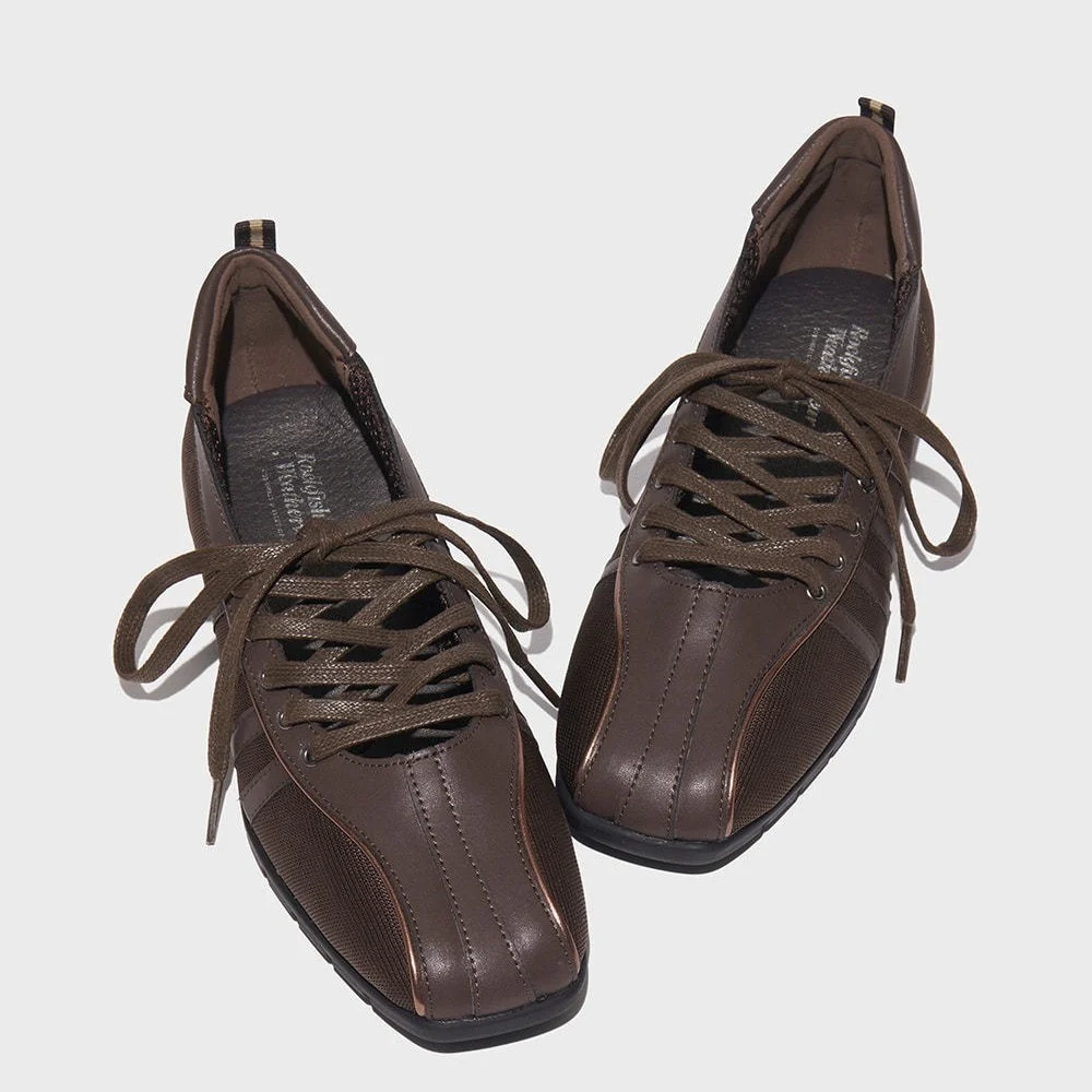 Womens Niche Square-toe Ballet Flats With Crisscross Straps - Image 3