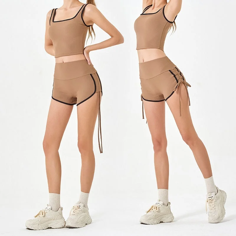 Thin Drawstring Sports Shorts Women's High Elastic Fitness Yoga Shorts - Image 2