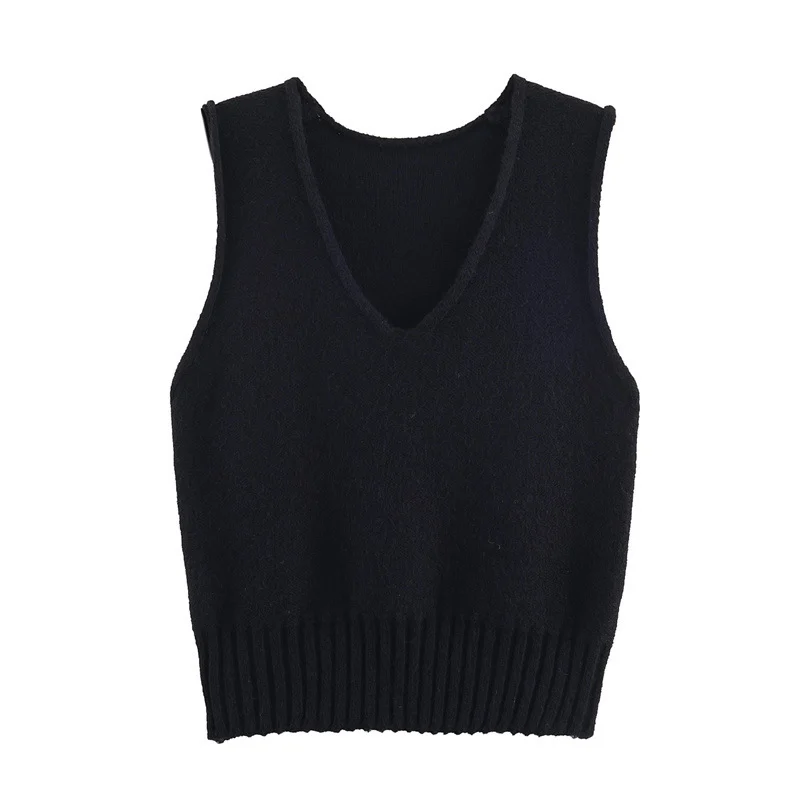 Women's French Style Loose V-neck Solid Color Vest - Image 8
