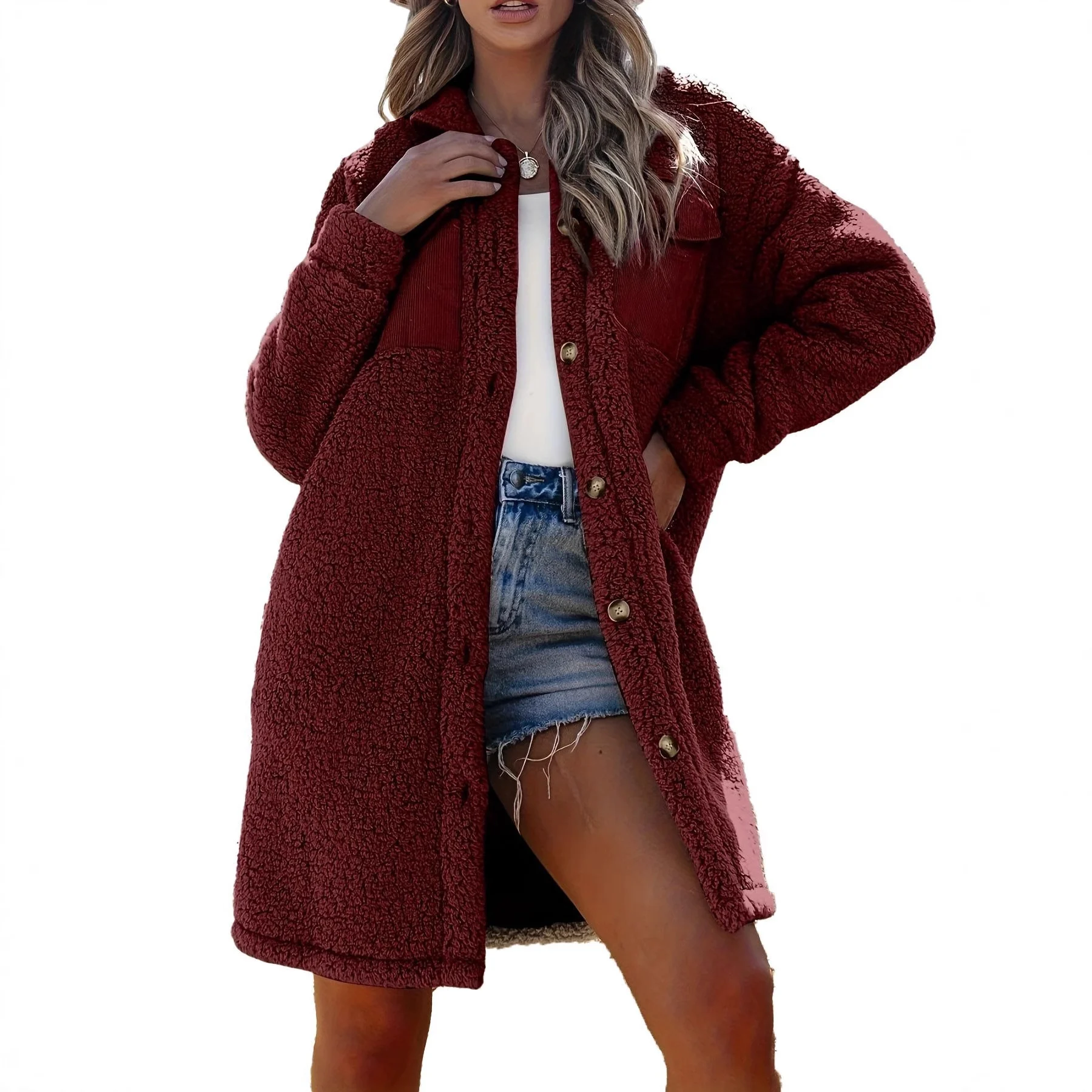 Loosefitting Lambswool Coat For Women - imagine 4