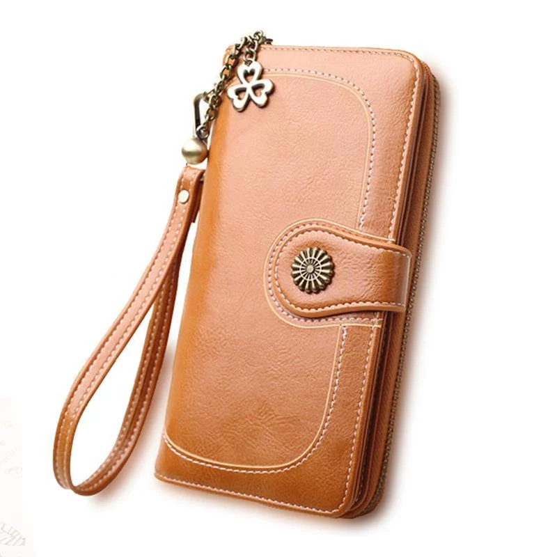 Women's Split Leather Long Wallet | Elegant Multi-Card Clutch Purse - Image 4