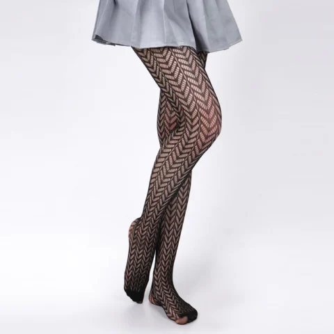Women's Mesh V-shaped Small Jacquard Tights