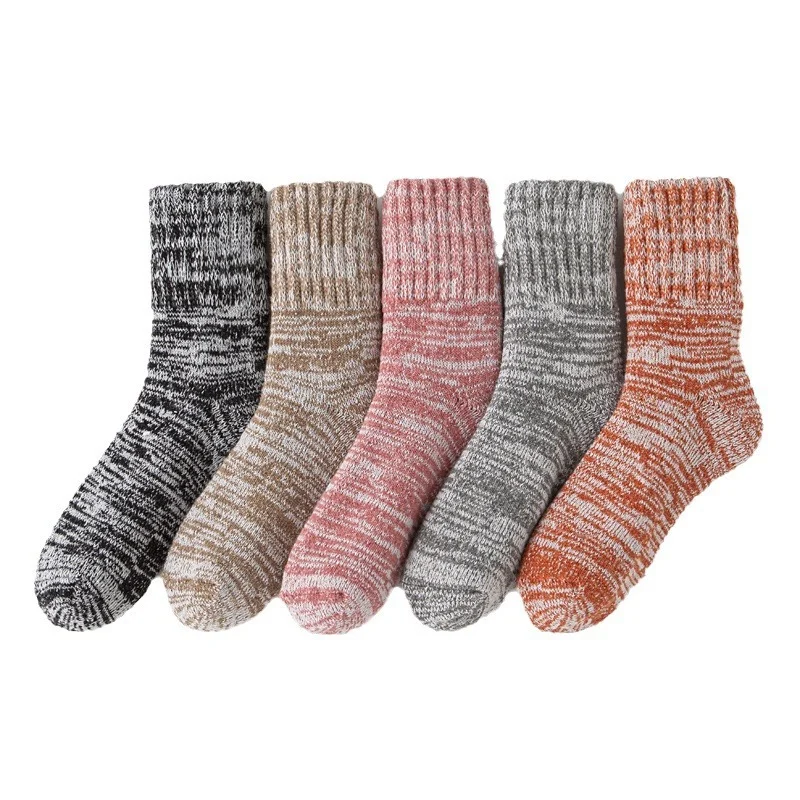 Women's Thick Warm Terry Socks In A Retro Color Palette - Image 5