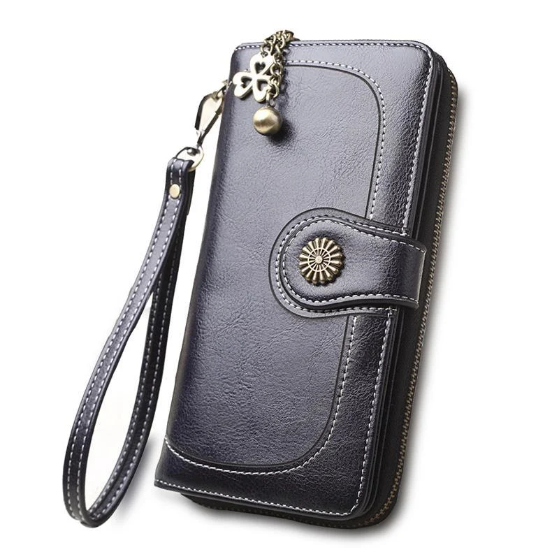 Women's Split Leather Long Wallet | Elegant Multi-Card Clutch Purse - Image 5