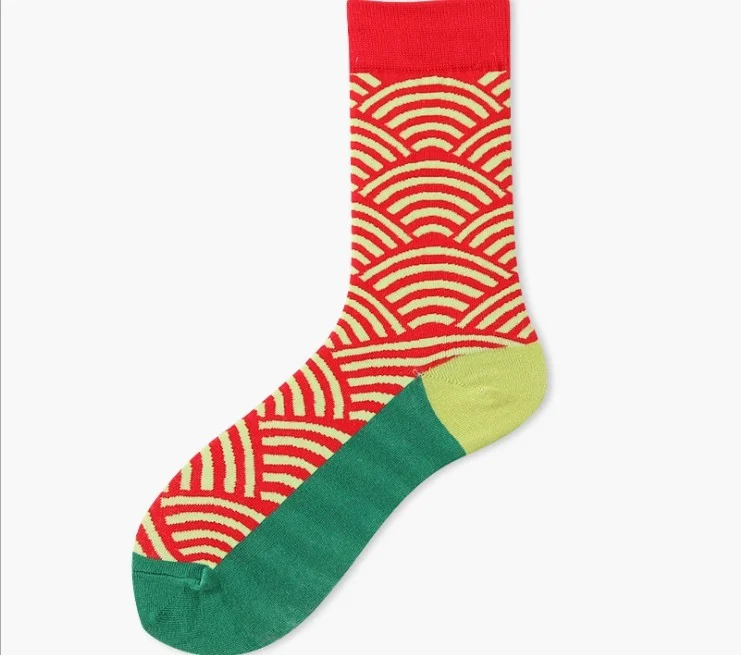 Women's socks 1 pair long cotton color geometric autumn socks novelty fashion lady happy socks - Image 2