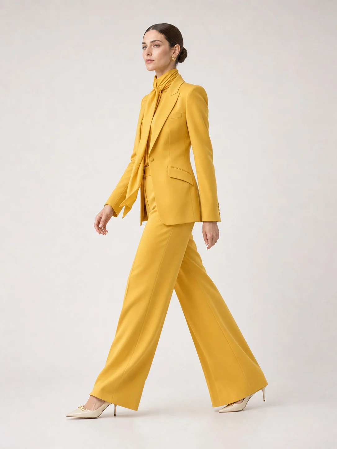 Women's Solene Marigold Wide-Leg Suit Set - Image 3