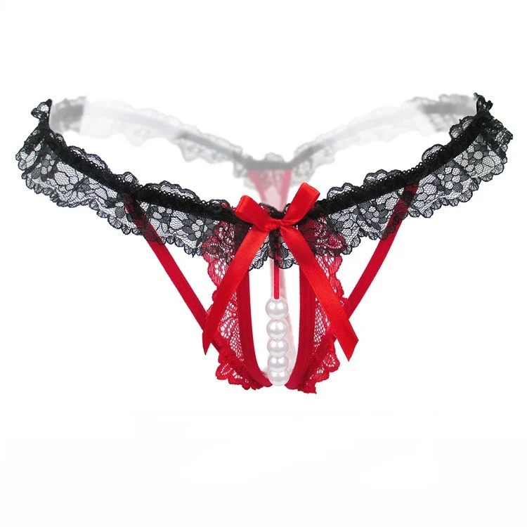 Women's Pearl panties thong seamless beaded ladies lace - Image 2