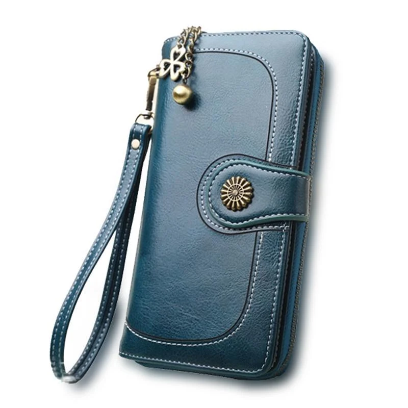 Women's Split Leather Long Wallet | Elegant Multi-Card Clutch Purse - Image 6