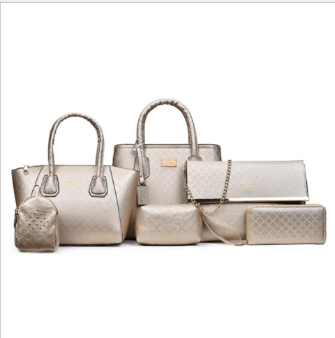 Women's 6Pcsset Handbags Girls PU Leather Crossbody Bag Tote Casual Casual Bag Brand Designer Composite Messenger Bag Clutch Purse Wallet