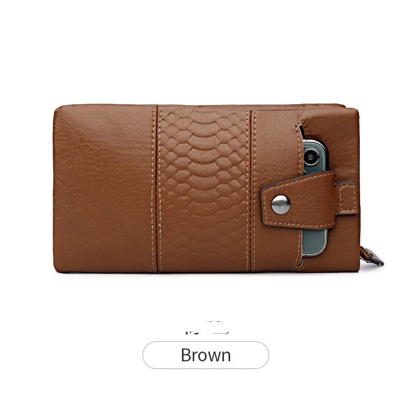 Women's Leather Phone Wallet Long Clutch Multifunctional Soft Leather Zipper