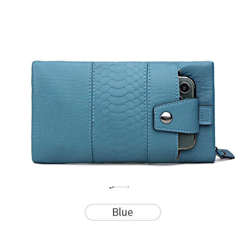 Women's Leather Phone Wallet Long Clutch Multifunctional Soft Leather Zipper - Image 5