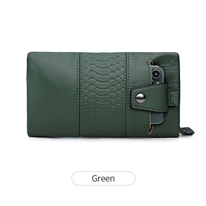 Women's Leather Phone Wallet Long Clutch Multifunctional Soft Leather Zipper - Image 3