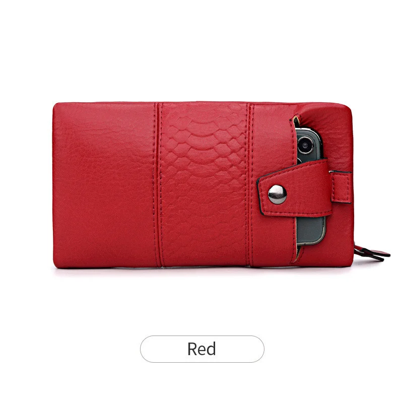 Women's Leather Phone Wallet Long Clutch Multifunctional Soft Leather Zipper - Image 4