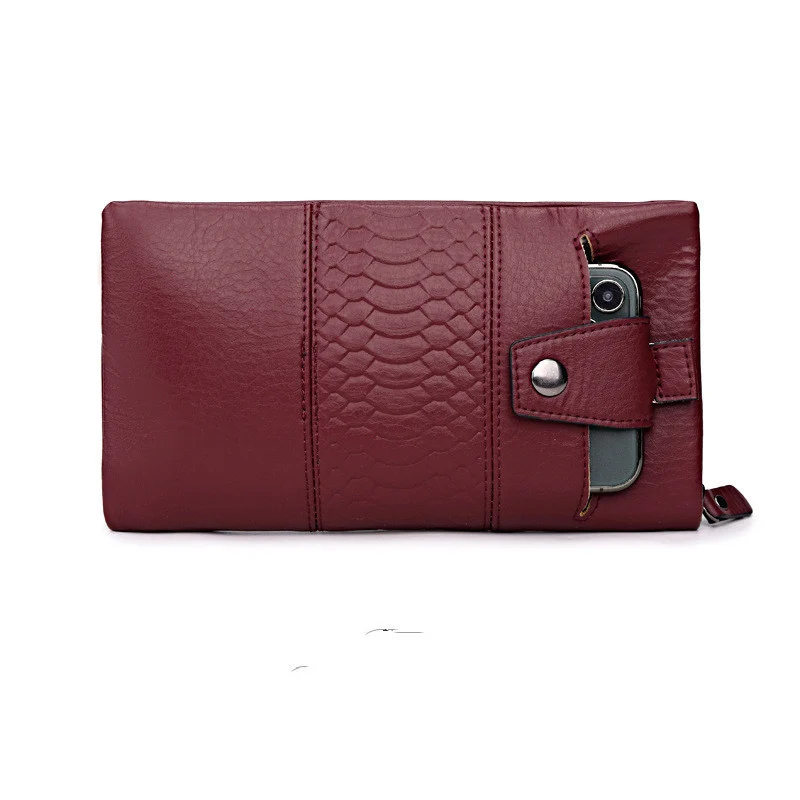 Women's Leather Phone Wallet Long Clutch Multifunctional Soft Leather Zipper - Image 6