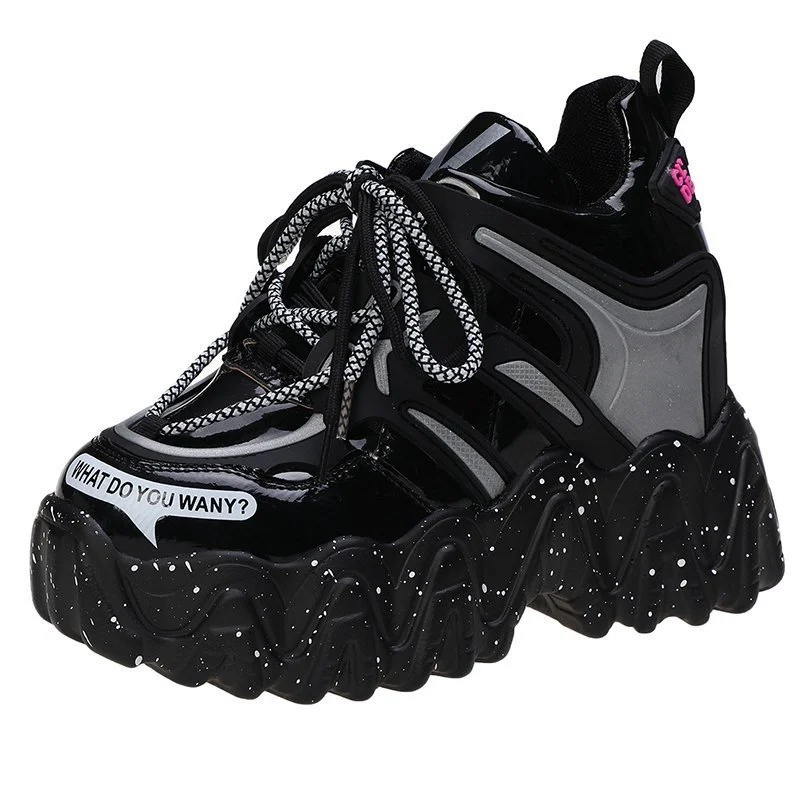 Women's Sneakers Fashion Thick Bottom Lace Up Platform Shoes - Image 2