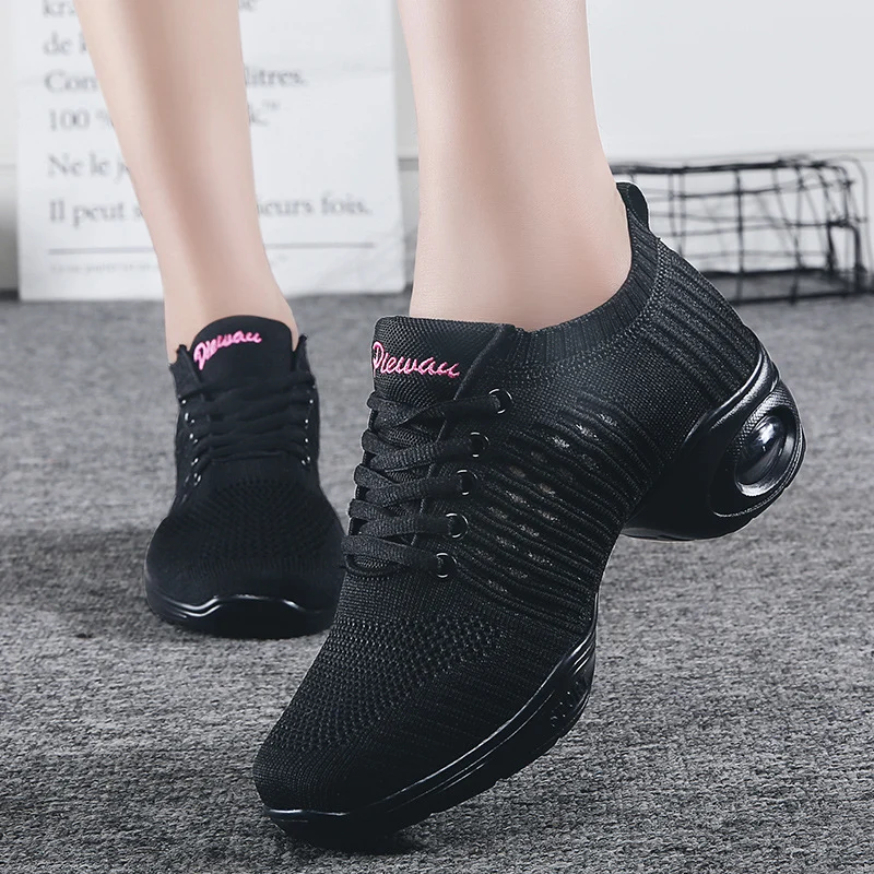Women's Flying Knit Dance Shoes – Elastic Mesh Breathable Sneakers - imagine 4