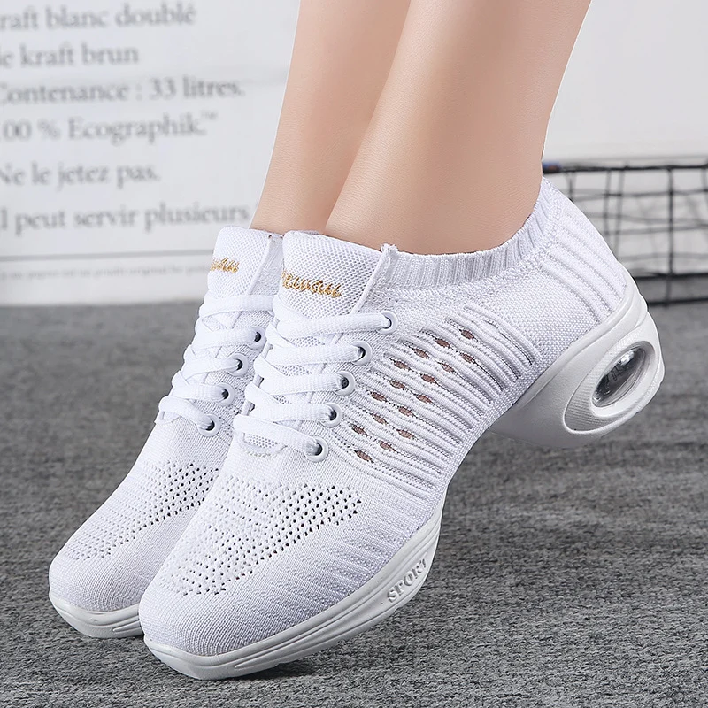 Women's Flying Knit Dance Shoes – Elastic Mesh Breathable Sneakers - imagine 5