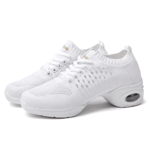 Women's Flying Knit Dance Shoes – Elastic Mesh Breathable Sneakers