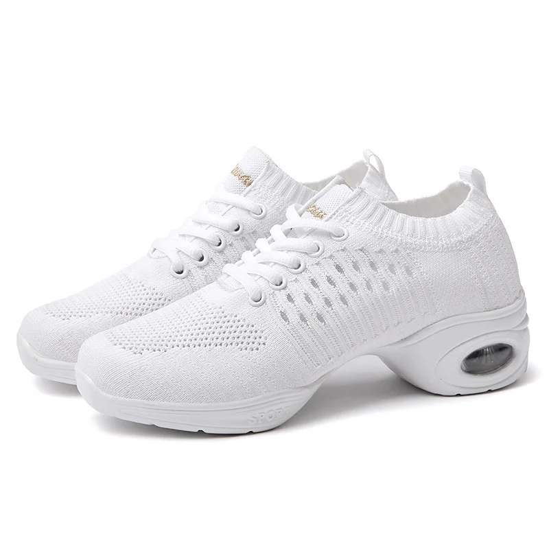 Women's Flying Knit Dance Shoes – Elastic Mesh Breathable Sneakers