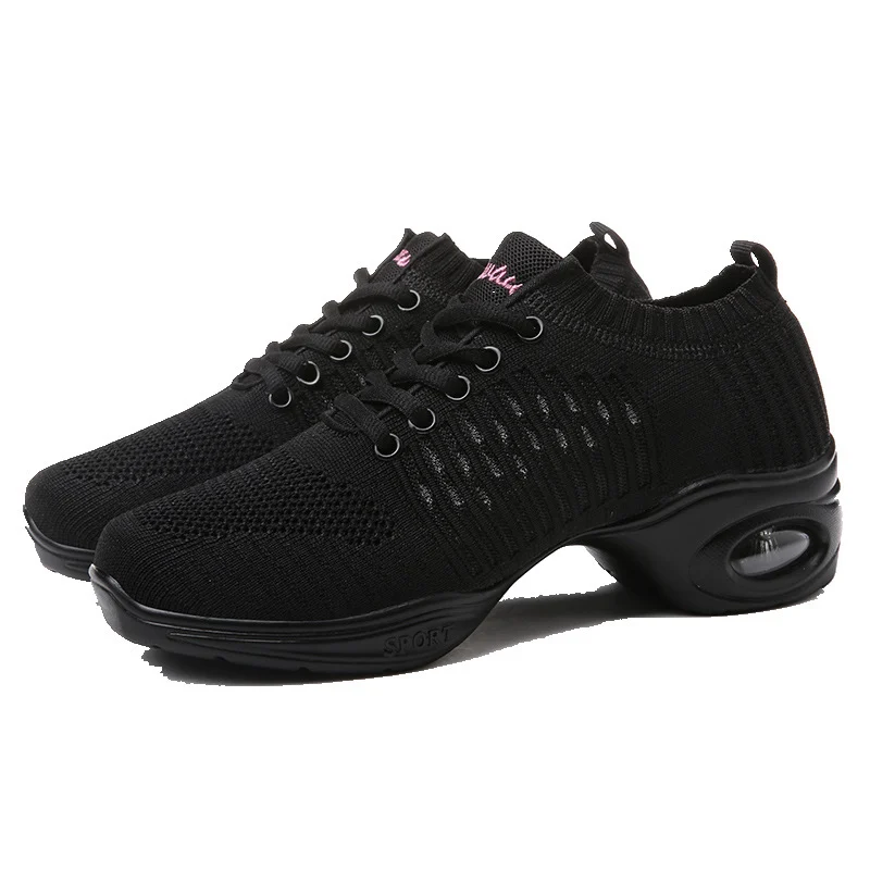 Women's Flying Knit Dance Shoes – Elastic Mesh Breathable Sneakers - imagine 3