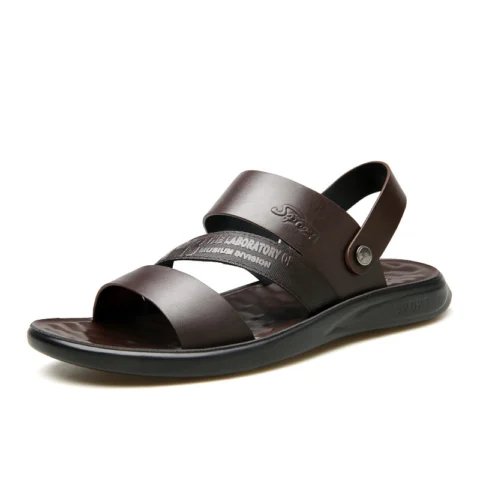 Men's Beach Sandals Thick Sole Non-slip Flat Summer Holiday Sandals Casual Male Shoes dfv56