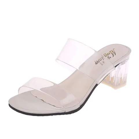 Women's Thick Heel Transparent Sandals Casual