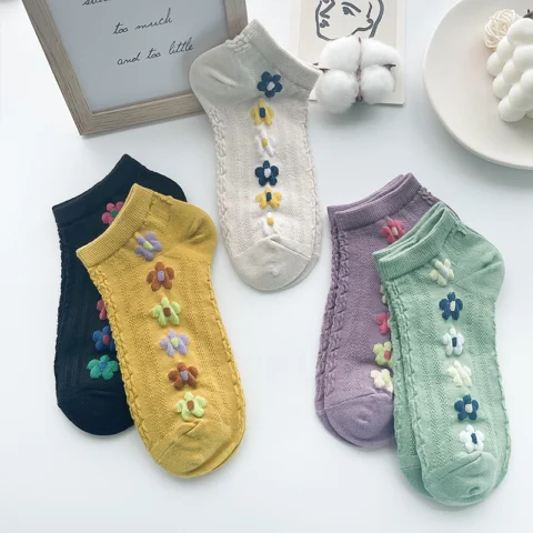 Women's Retro Socks Shallow Mouth Flower Socks