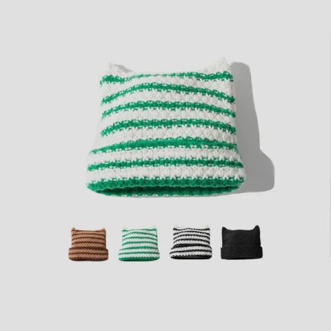 Women's Keep Warm Cute Cat Ears Korean Fashion Stripes