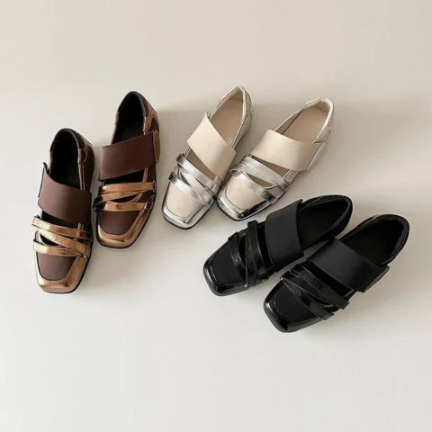 Women's French Style Genuine Leather Ballet Flats, Premium Niche Design, Fashionable Sporty Casual Pumps With Low-Cut Upper