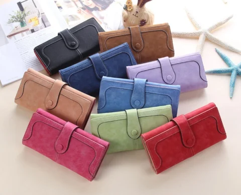 Women's wallet long retro matte stitching ladies wallet