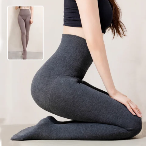Women's Winter High Waist Leggings With Sock Fashion Slim Pantyhose Warm Thin Legs Pants, Clothing