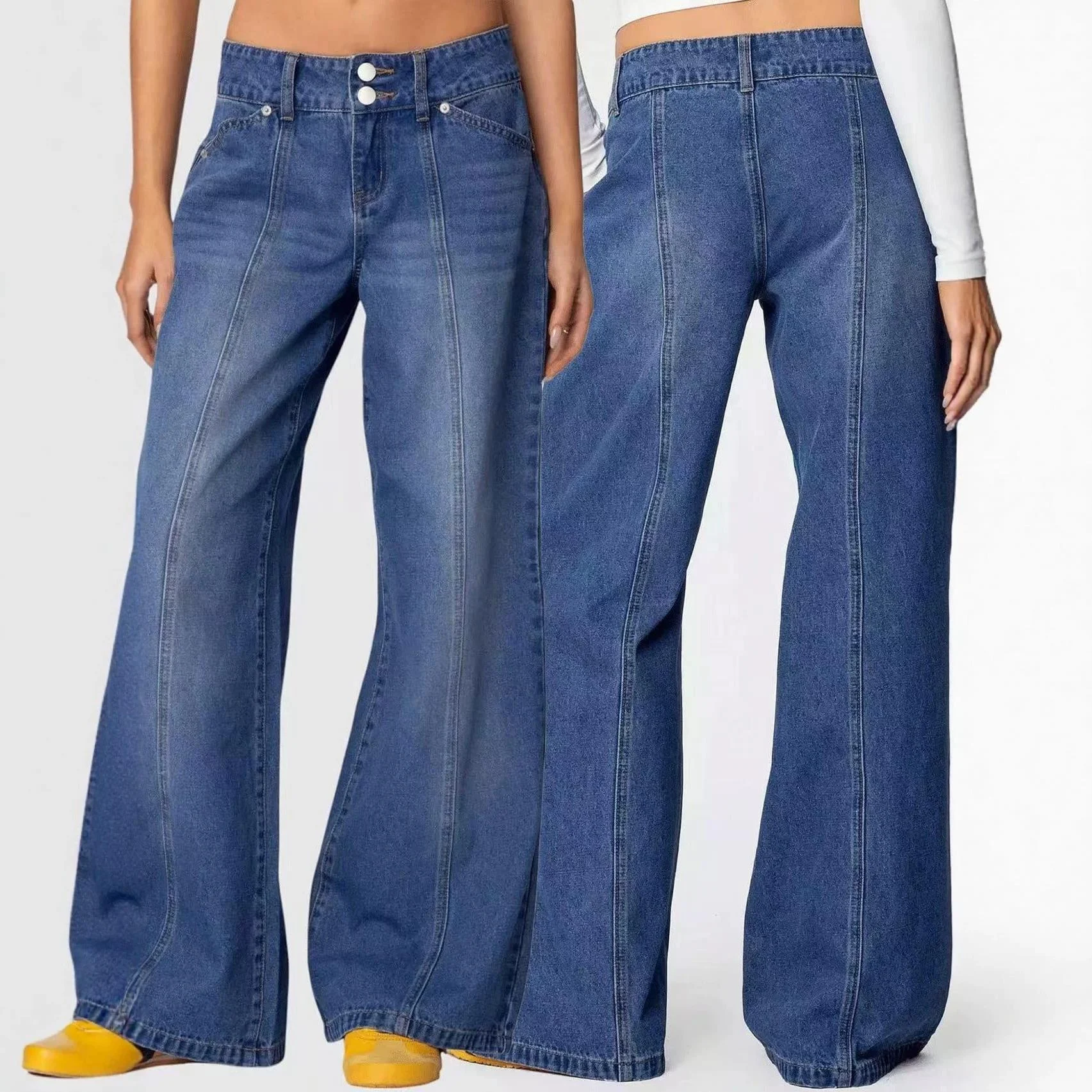 SC Women's Loose Wide-Leg Washed Jeans - Comfortable And Stylish Casual Jeans