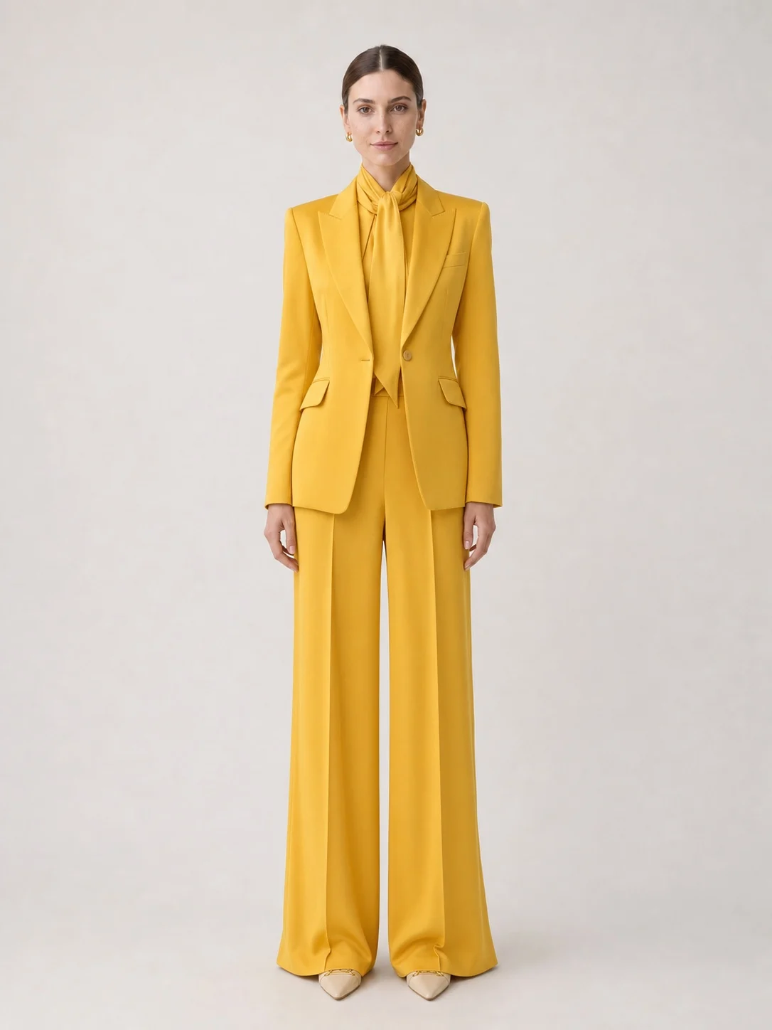 Women's Solene Marigold Wide-Leg Suit Set