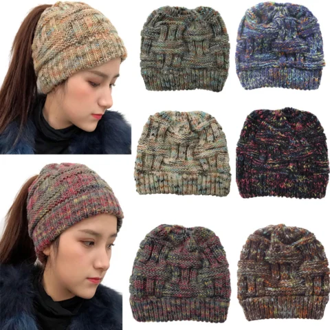 Women's Color pullover hat ponytailcap