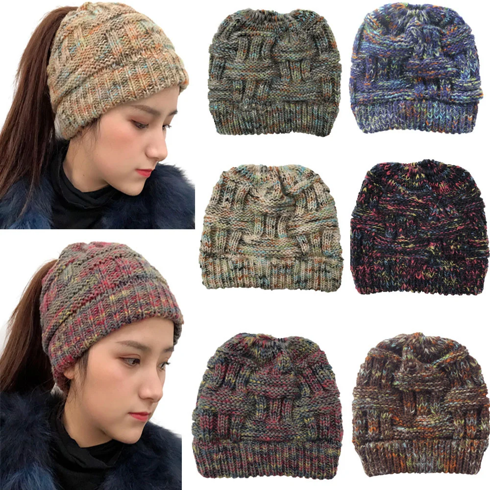 Women's Color pullover hat ponytailcap