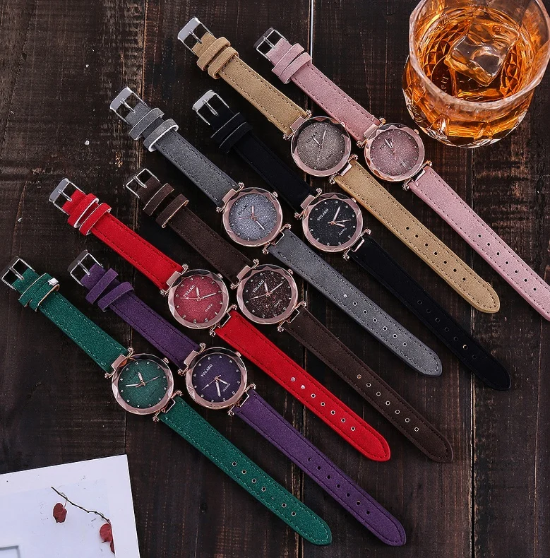 Women's Matte belt color foundation with diamond dial quartz watch - Image 2