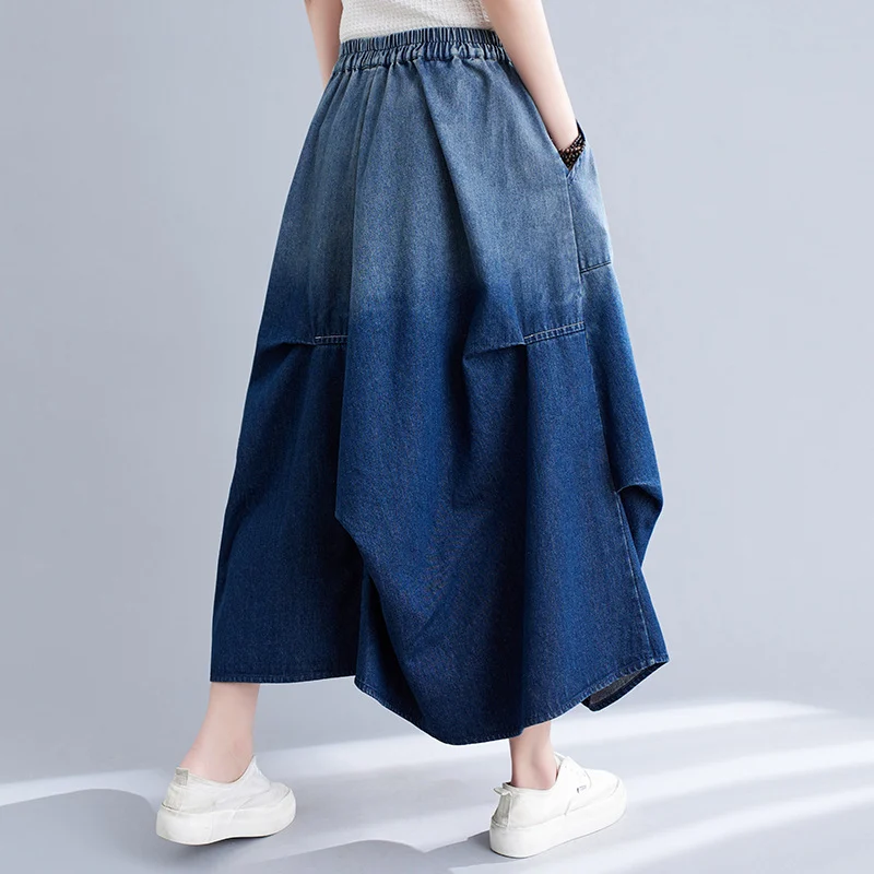 Gradient Color Denim Skirt For Women - Image 9