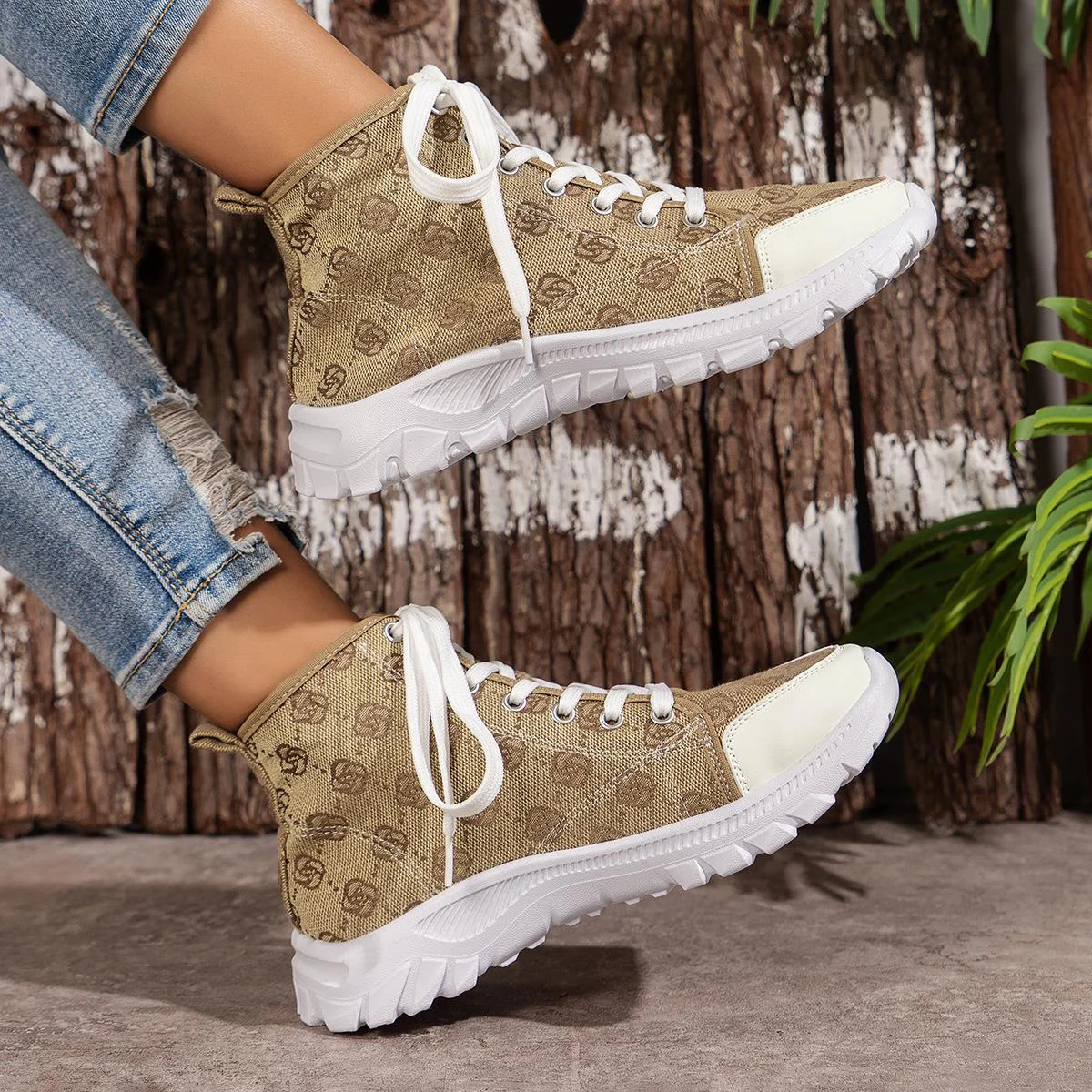 Women's Fashion Breathable Canvas Shoes Sports Casual Non-slip Thick-soled Short Boot - imagine 5
