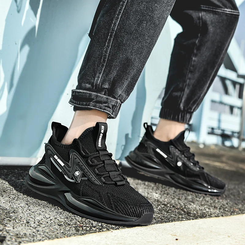 Men's Flying Woven Sneakers Shoes Popcorn Running Shoes Light Soft Sole Casual Shoes - Image 6