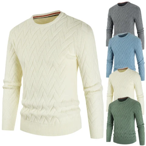 Men's Essential Solid Round-Neck Slim Sweater